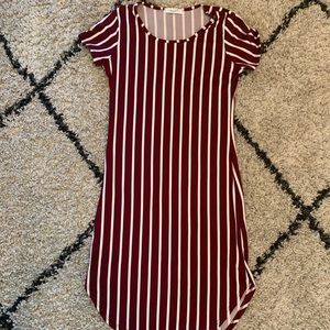 Burgundy and White Stripe Sun Dress